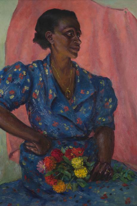 Laura Wheeler Waring. Woman with Bouquet, ca. 1940. Oil on canvas. Brooklyn Museum; Brooklyn Museum Fund for African American Art in honor of Teresa A. Carbone, 2016.2. © Estate of Laura Wheeler Waring. (Photo: Brooklyn Museum)