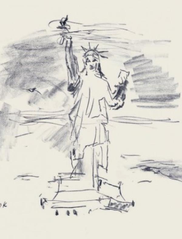 Oskar Kokoschka (1886-1980), Manhattan – Statue of Liberty I, 1966, publ. 1967. Lithographie sur papier, 755×889 mm. Fondation Oskar Kokoschka, Vevey © Fondation Oskar Kokoschka / 2022, ProLitteris, Zurich