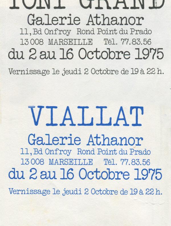 Toni Grand et Claude Viallat, Galerie Athanor