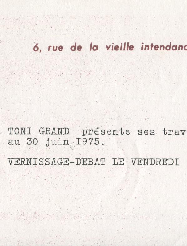 Toni Grand, Exposition Le Flux, 1975