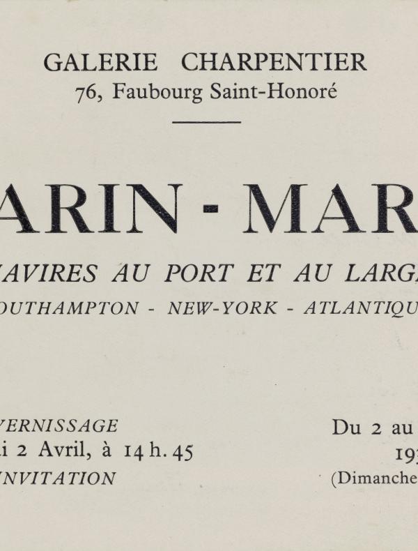 Exposition de Marin Marie à la Galerie Charpentier, Paris, 1933.