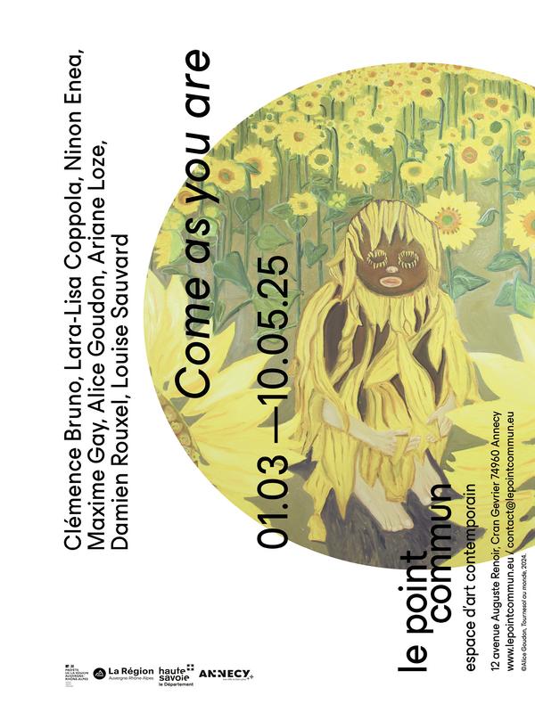 Visuel de l'exposition collective "Come as you are" avec le visuel de "Tournesol au monde" de l'artiste Alice GOUDON 