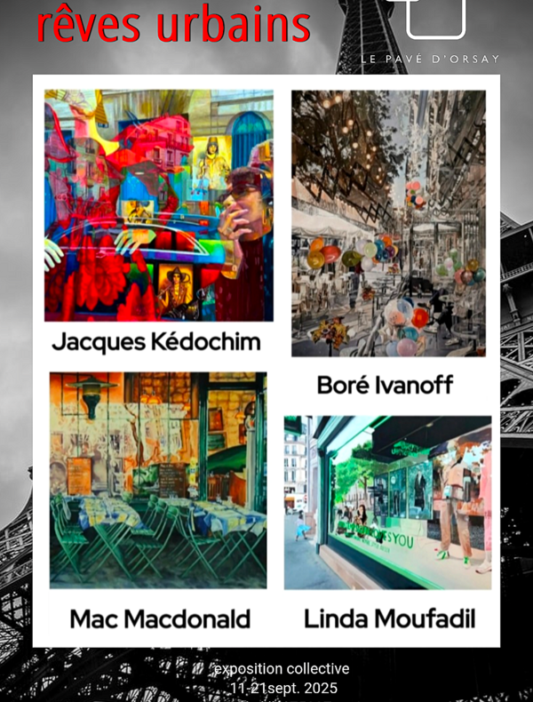 image avec des visuels des oeuvres d"artistes et le text pour l'exposition