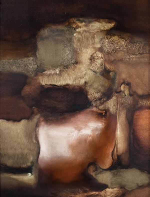 Les Présages de la Forêt, 2025, Huile sur carton bois, 80 x 60 cm