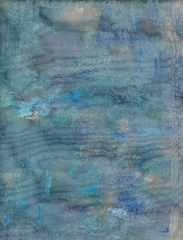 ©Valérie Archeno Julie Navarro - Blue Nymphéas - Acrylique sur tulle - 60 x 45 cm - Détail