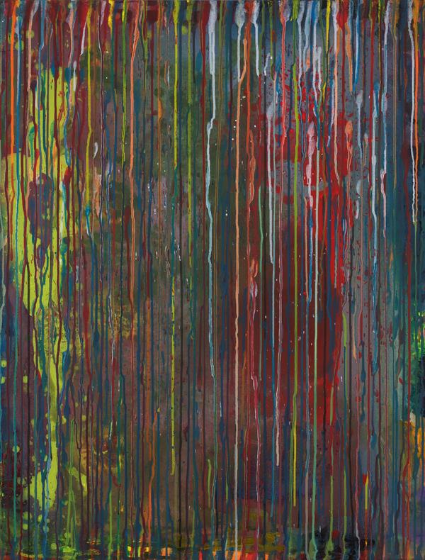 Pluie de couleurs 2026 acrylique sur toile 100 x 80 cm