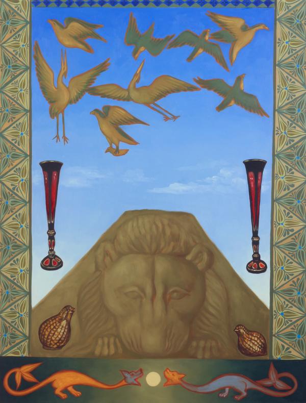While kingdoms rise and fall, 2025 - oil on cradled panel - 45.7 x 35.6 x 3.8 cm