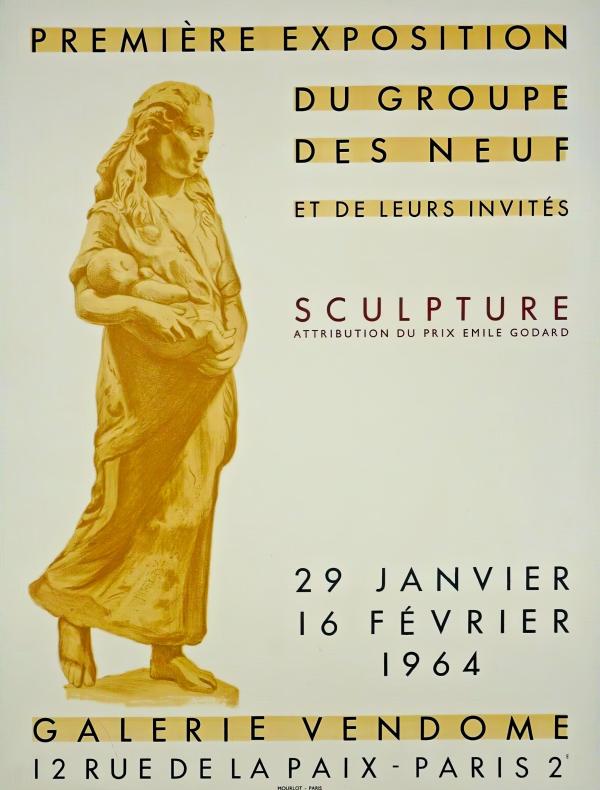 Affiche exposition, Groupe des Neuf, imprimerie Mourlot