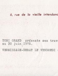 Toni Grand, Exposition Le Flux, 1975