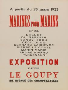 Affiche de l'exposition Marines pour Marin, 1933