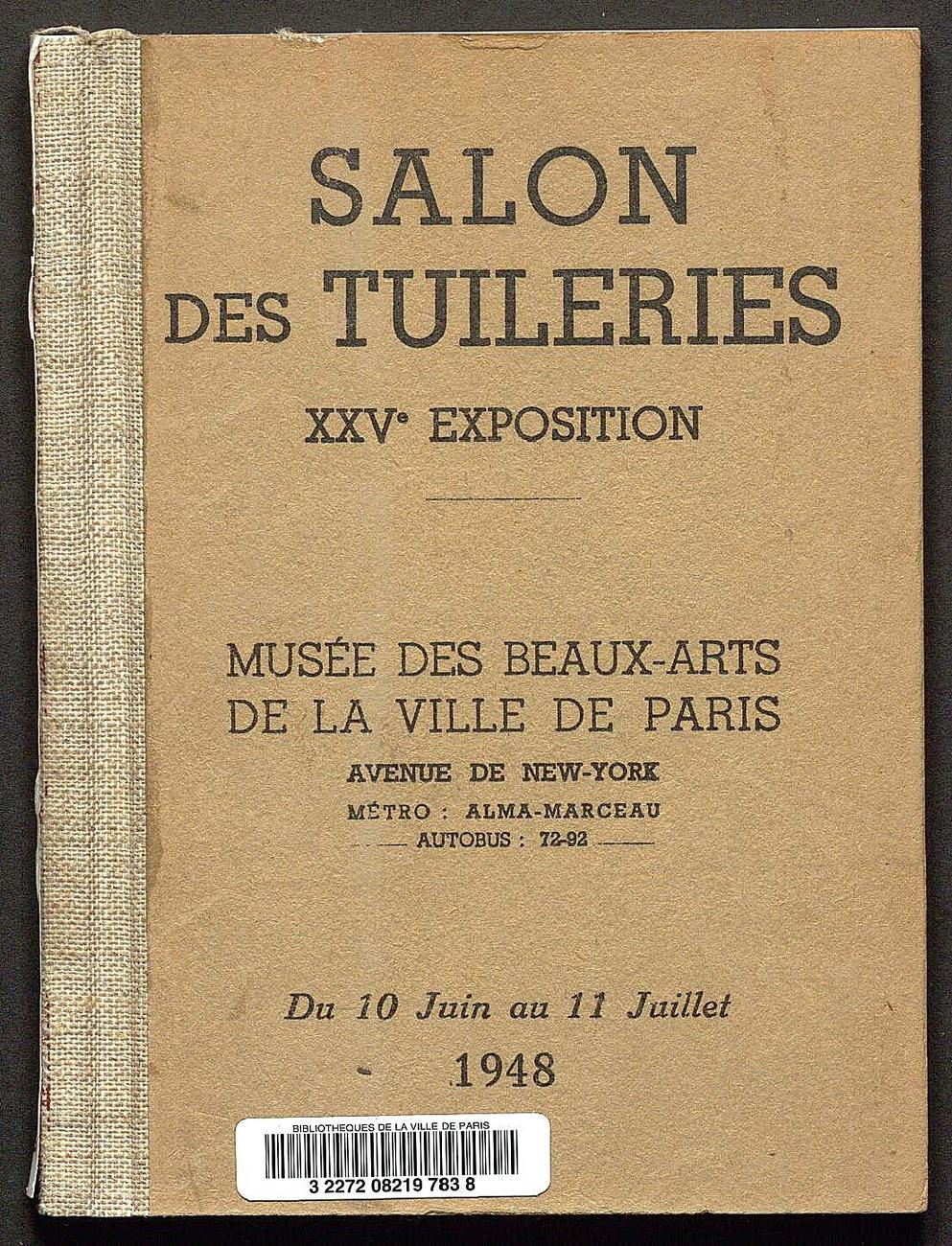 Catalogue Salon de Tuileries 1948 Couverture