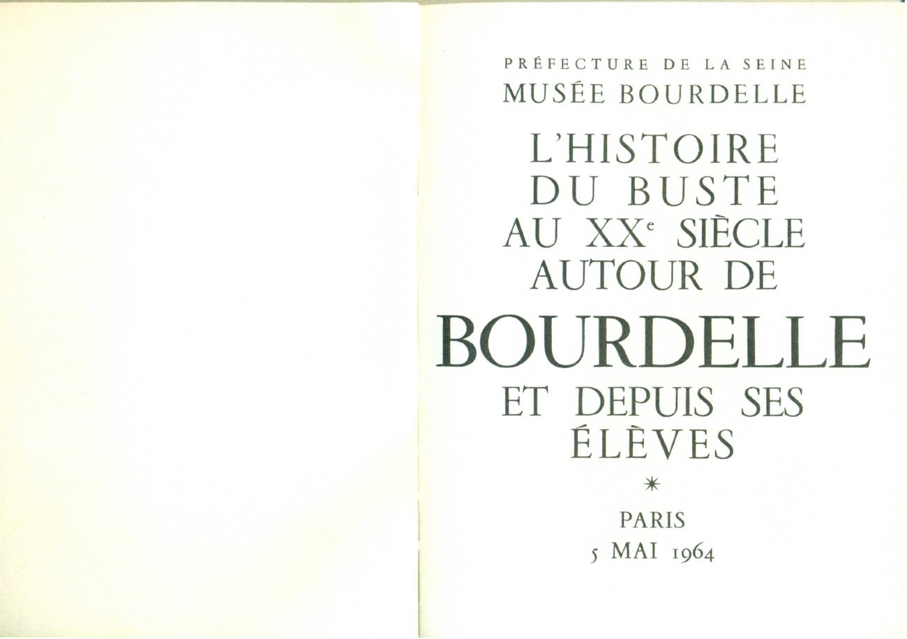 Musée Bourdelle, Paris 5 Mai 1964-1 Couverture du catalogue