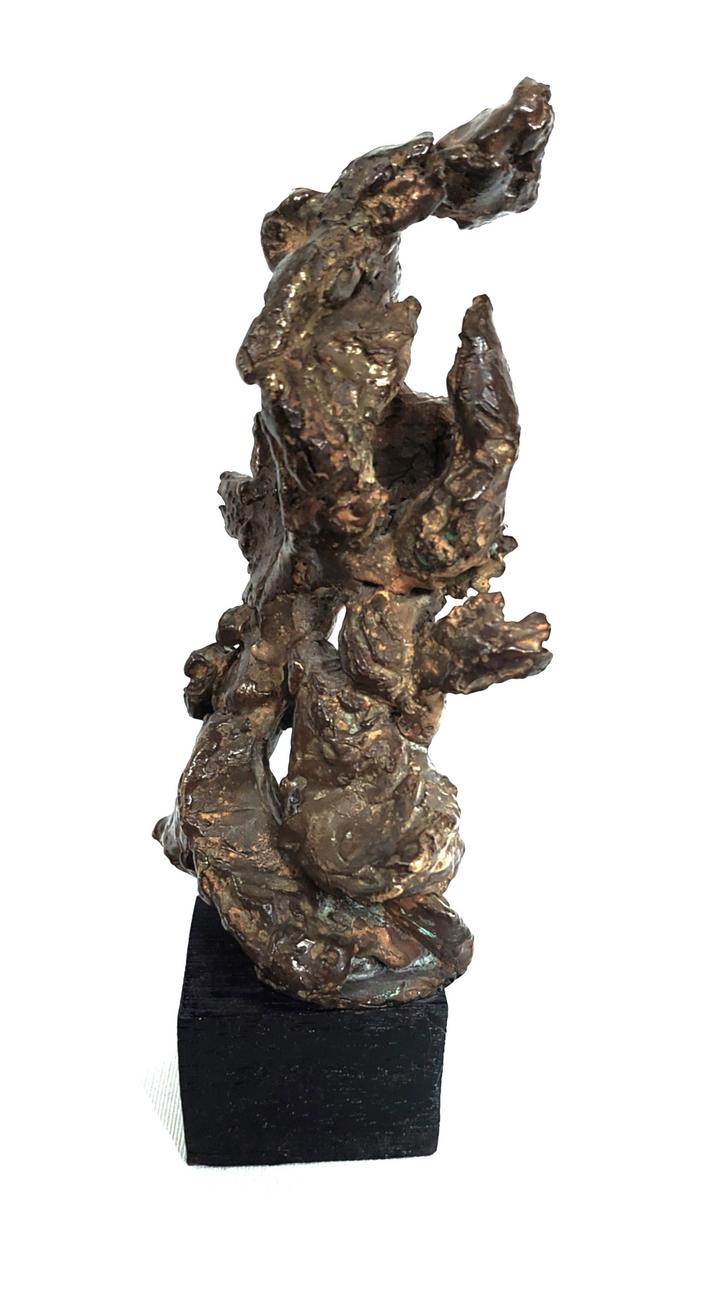 Femme luttant avec les sepents et une bête à cornes (1) H=16 cm hors socle, bronze marron, socle noir 