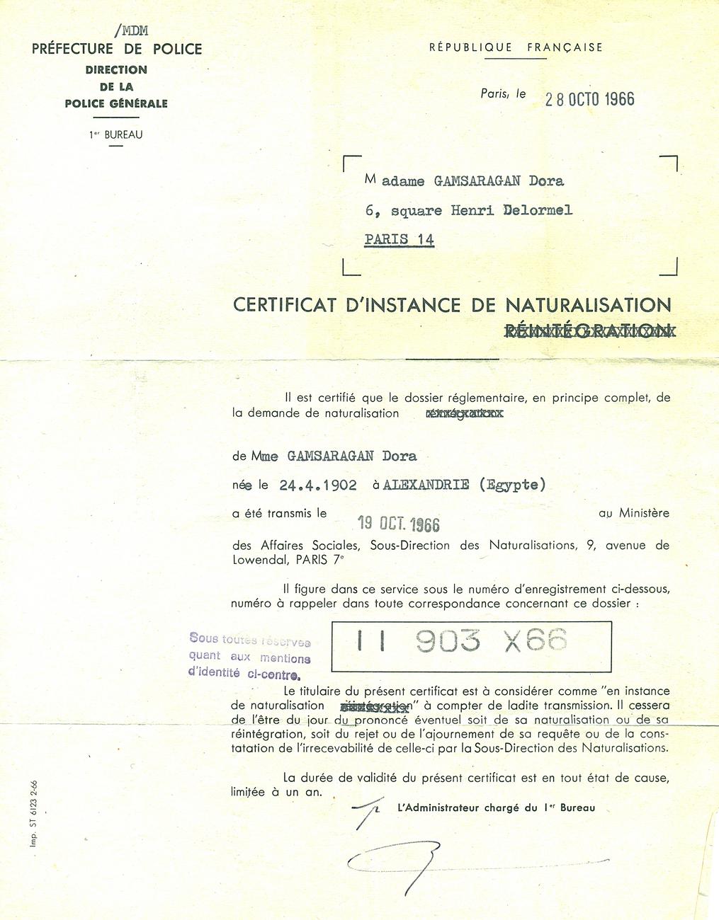 2. Certificat d'Instance de Naturalisation