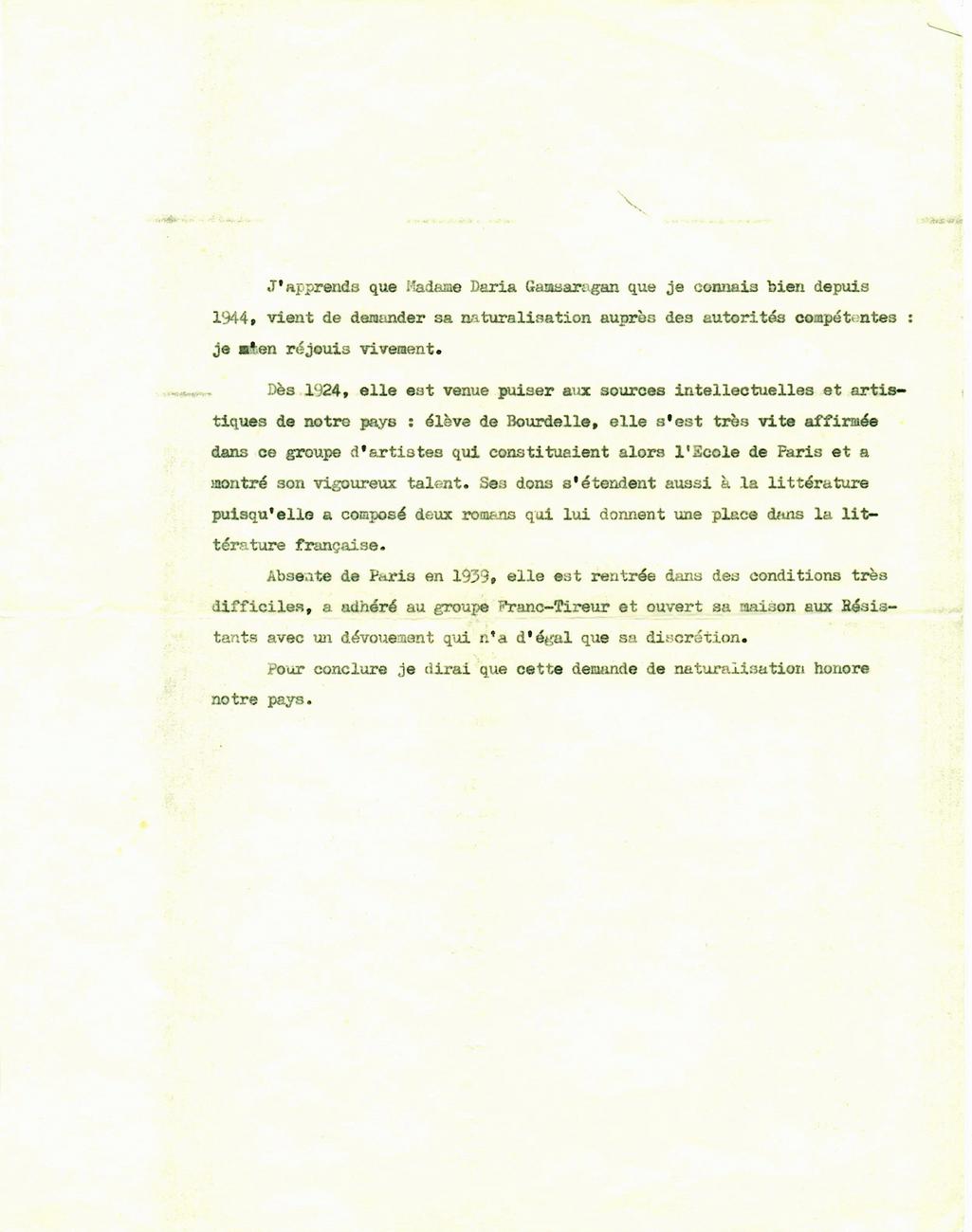 3. Lettre de témoignage pour dossier de naturalisation