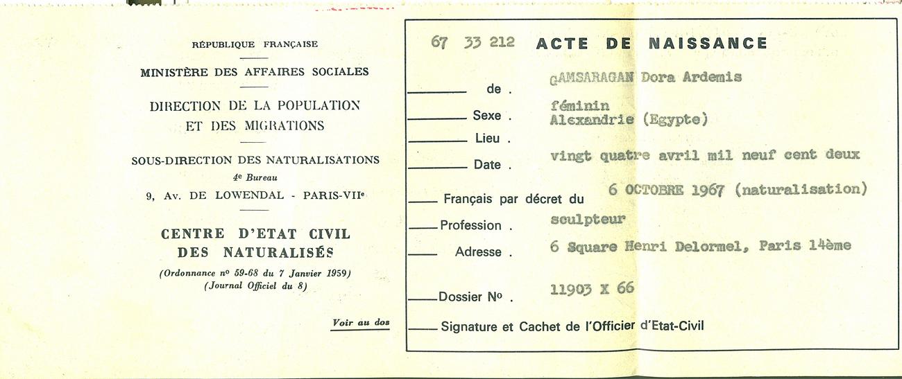 Acte de naissance naturalisation - 1