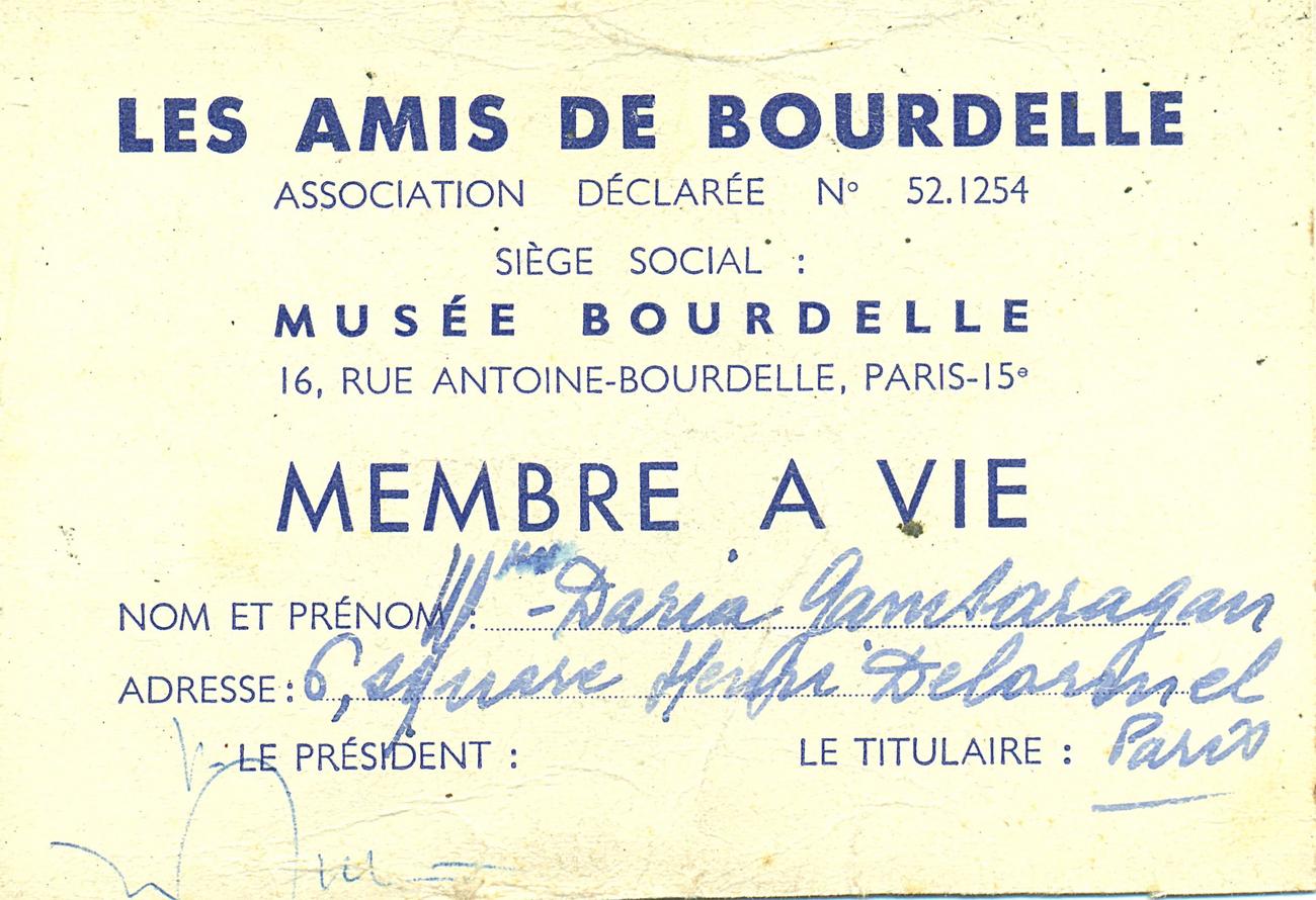 Amis de Bourdelle Membre à vie