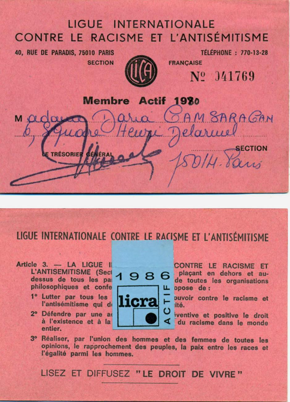 Carte LICRA 1986