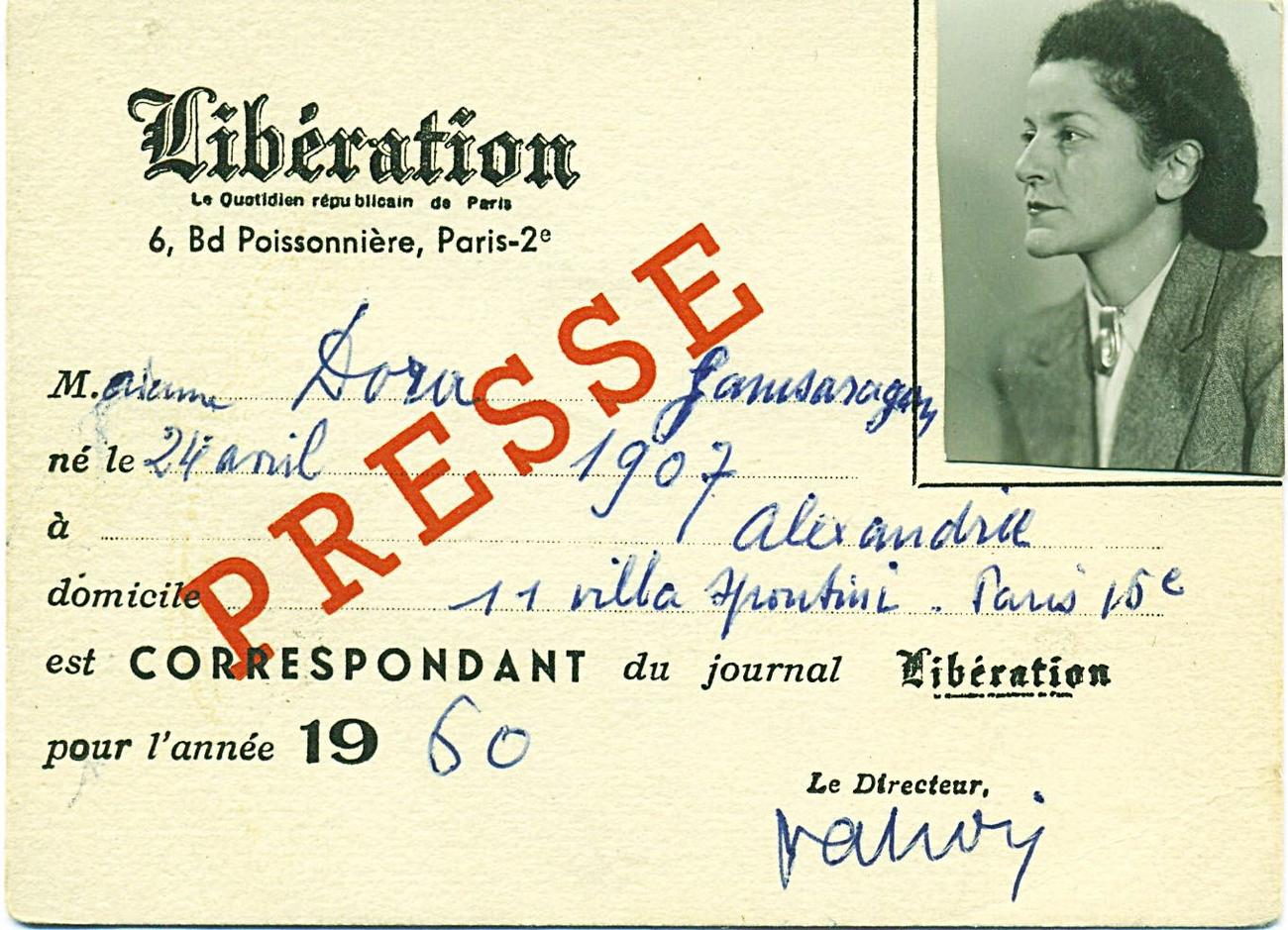 Carte de presse Libération 1960
