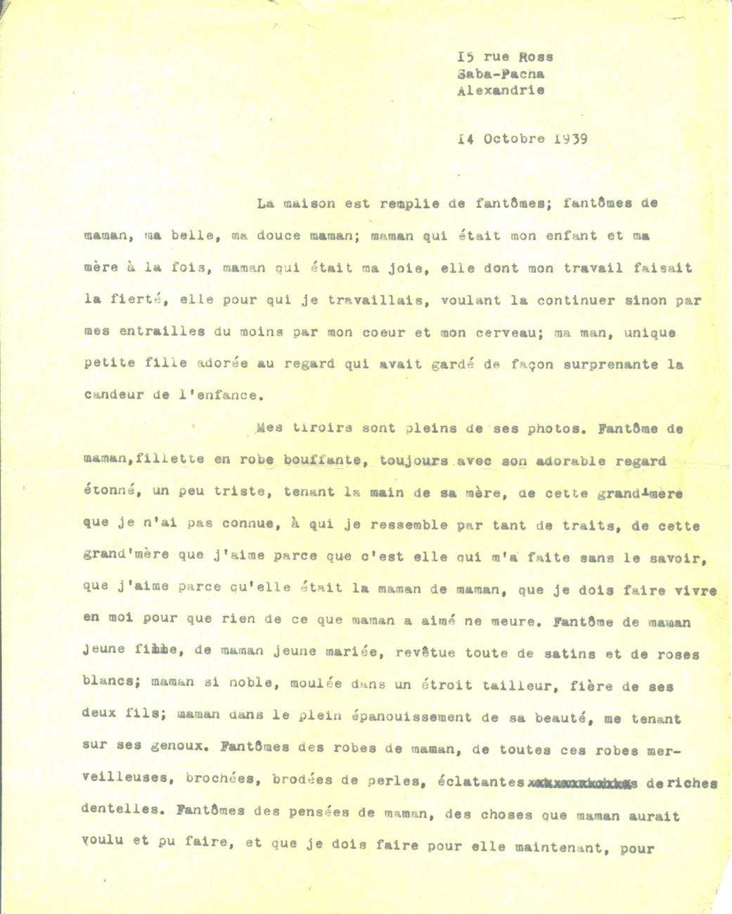 Décès de sa mère -1 14 Octobre 1939