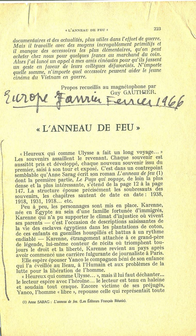 L'anneau de feu, Europe, Janvier Février 1966