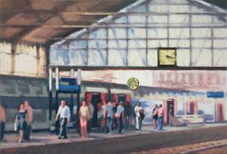 ArrivÃ©e Gare Saint-Lazare. 2012 huile sur toile 50x73 cm - Lionel TrÃ©boit