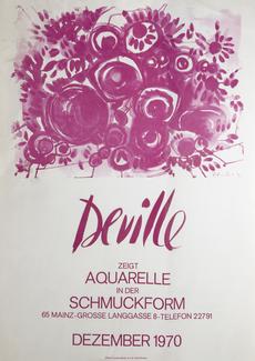 Deville zeigt Aquarelle in der Schmuchform, 1970