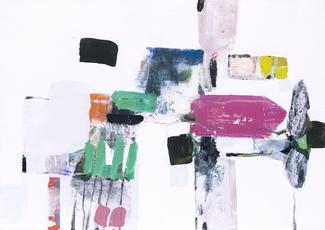 Roma 2, 2024. Acrylique et crayons de couleur sur toile, 65 x 92 cm. ©Michel Martzloff