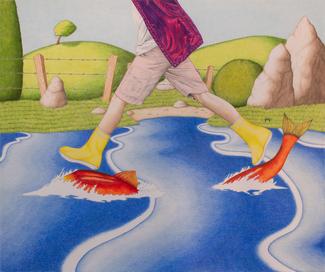 Maxime Verdier, À l'aventure!, 2024, crayons de couleurs, 44 x 55 cm