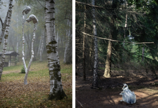 oeuvres : Giulia Cenci, le masche (detail), 2024. Installation permanente, Rittana. Photo Giorgio Perottino. Courtesy de l’artiste et de la Fondation Arte CRT. © Giulia Cenci/Oliver Laric, Hundemensch, Lustwarande Hybrids, 2018 © GJ. van ROOIJ 