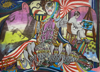 Francisce G Pinzón Samper, My wings hang off a zipper and a button, 2024, crayons de couleur sur papier, 21 x 29 cm Courtesy Galerie John Ferrère