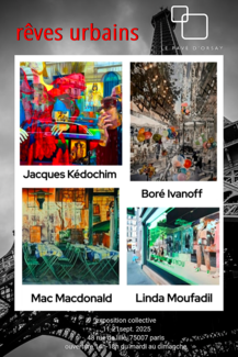 image avec des visuels des oeuvres d"artistes et le text pour l'exposition