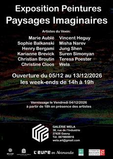 Exposition de peintures sur les paysages, 12 artistes du Vexin : Teresa Poester, Jung Shen, Vincent Heguy, Sophie Balkanski, Suren Simonyan, Karianne B., Misha Narev, Christine Cloos, Marie Aublé, Christian Broutin, Wela, Henri Bergami