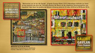 "Malcesine sur le lac de Gardeâ, dâaprÃ¨s Gustav Klimt (1913) MosaÃ¯que rÃ©alisÃ©e sur base d'une palette de plus de 150.000 photos de fleurs et de vÃ©gÃ©taux photographiÃ©s par Gauthier Fabri dans les jardins de Monet Ã  Giverny entre le 23 mars 2018 et le 28 fÃ©vrier 2019.