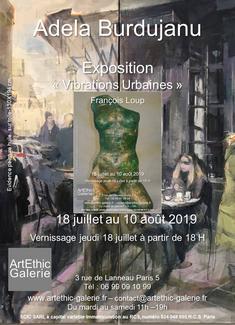 Bonjour, Nous avons le plaisir de vous convier au vernissage de lâexposition Â«Vibrations Urbaines Â» de Adela Burdujanu (peintures) et FranÃ§ois Loup (sculptures) dans notre galerie au 3 rue de Lanneau Paris 5Ã¨me. Jeudi 18 juillet Ã  partir de 18 heures Les artistes seront prÃ©sentes et lâexposition durera jusquâau 10 aoÃ»t 2019 Nous vous attendons nombreux !! EntrÃ©e Libre