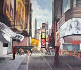 Times Square, Broadway. 2016 huile sur toile 97x113 cm - Lionel TrÃ©boit