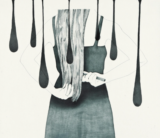 Françoise Pétrovitch, Fille aux ballons, 2012, eau-forte et aquatinte sur papier / Eau-forte et aquatinte sur papier, 108 × 76 cm