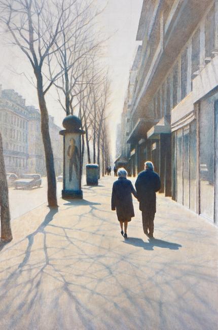 Erik Bulatov, Le Printemps. Boulevard Sébastopol, 2011, huile sur toile. 