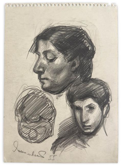 self-portrait with mum and dad, 1955