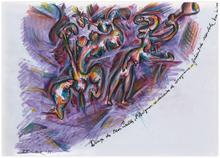 Deux des Demoiselles d'Avignon devenues des ivrognesses faisant scandale dans les dunes - 1988