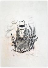 litho 1/40 - "femme au feutre et fleurs" — 