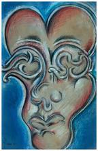 Sans titre (Visage sur fond bleu) - 1964