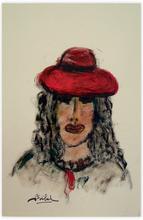 femme (brune) au chapeau rouge — 