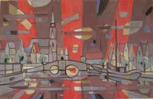 Vue d'une ville avec canaux, 1956
