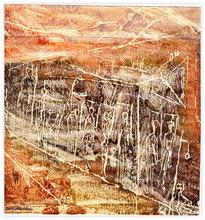Sans titre (gravure sur bois ocre) - 1963