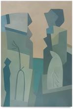 Peinture "Oiseau, roche, figures" - 1997