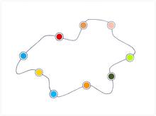 Neuf cercles de couleurs sur forme serpentine - 1991