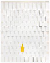 Collage aux lamelles blanches et une jaune
