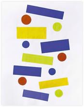 Collage, cercles et rectangles en équilibre