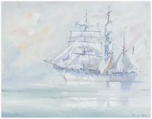Trois-mâts barque par calme blanc